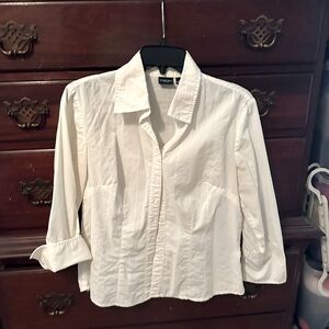 Sonoma White 3/4 Sleeve Fitted French Cuff Button Down Shirt